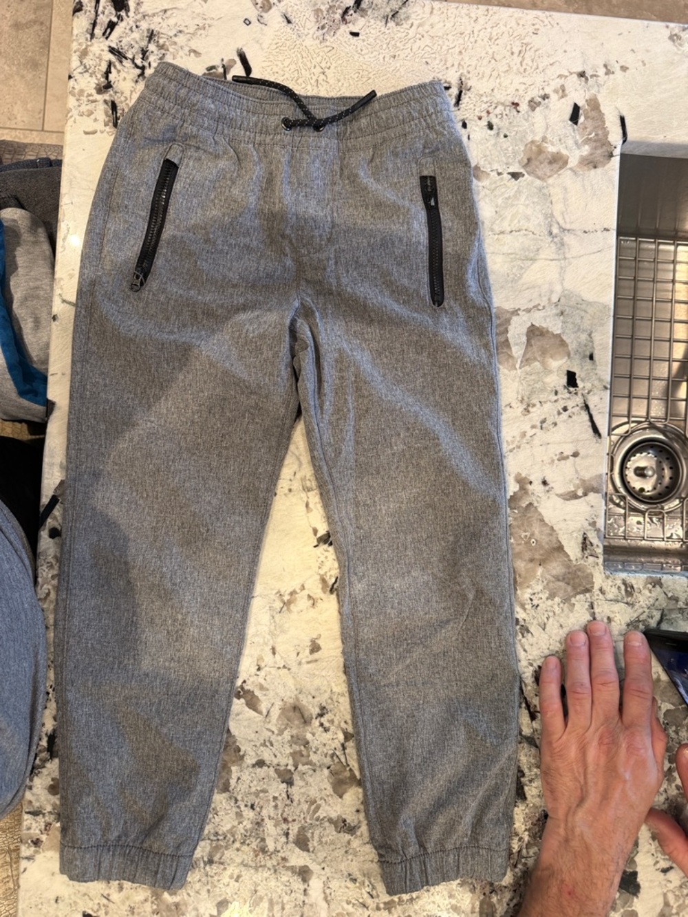 Kids Gray Jogger Pants - Elastic Waist & Zipper Pockets